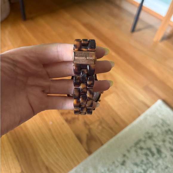 Michael Kors Brown Tortoise Watch with Gold Accents - Picture 2 of 3